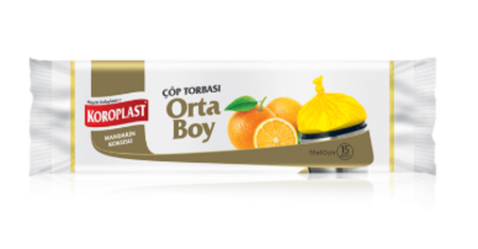 KOROPLAST ÇÖP TORBASI MANDARİN KOKULU  ORTA 15Lİ